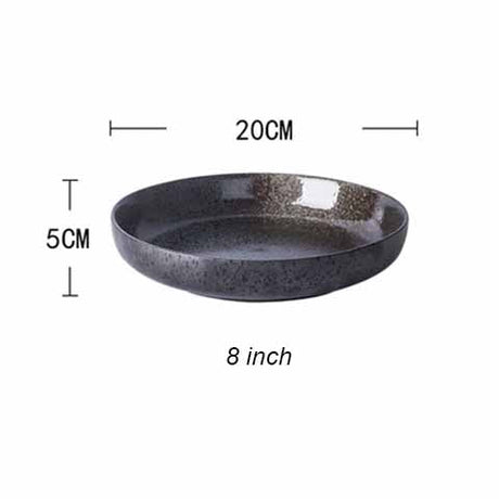 Japanese Deep Round Ceramic Dish Plate, Restaurant Home Salad Dish Plate, Kitchen Creative Cutlery Soup Plate