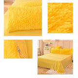 Solid Color Poly Mink Flannel Puffy Duvet Cover Bedding Set