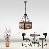 5-Light Wooden Circle Antique Chandelier