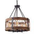 5-Light Wooden Circle Antique Chandelier