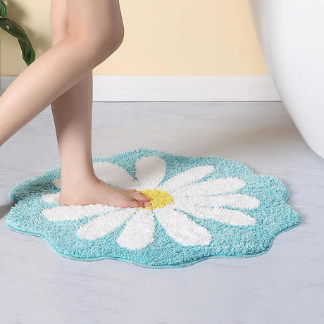 Cute Bath Mat,Pink Flower Rug,Water Absorption Non Slip Mat,Soft Machine Wash Rug Mat for Bedroom Kitchen Bathroom Toilet Floors 25.6 x 25.6 Inches (Pink)