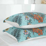 Bird Flower Gauze Green Pillow Towel (2PCS)