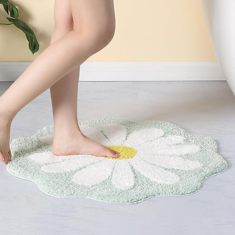 Cute Bath Mat,Pink Flower Rug,Water Absorption Non Slip Mat,Soft Machine Wash Rug Mat for Bedroom Kitchen Bathroom Toilet Floors 25.6 x 25.6 Inches (Pink)