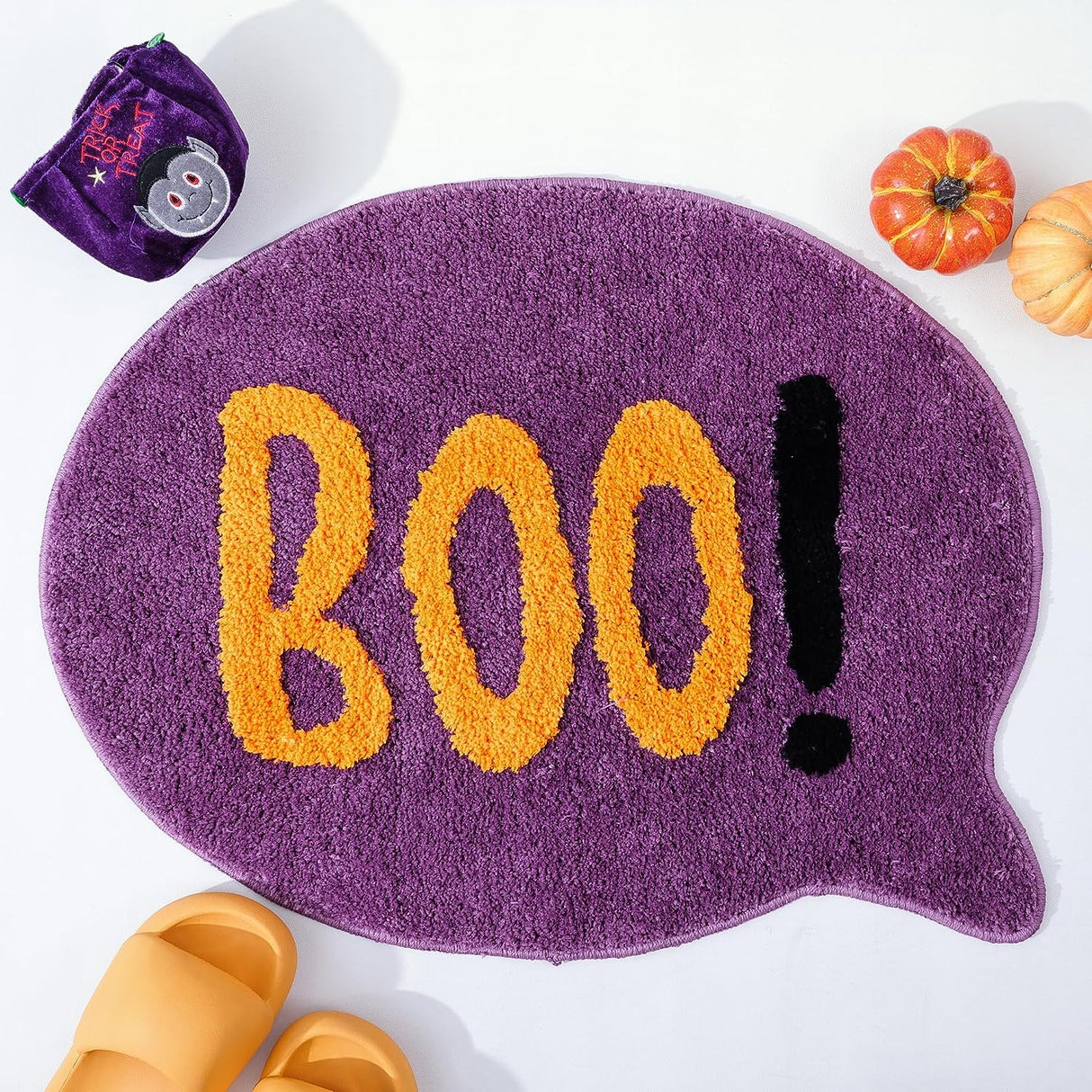 Feblilac Halloween Ghost Bath Mat for Bathroom, Cute White Ghost Bathroom Rug