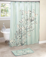 Feblilac Plants Flowers Butterflies with Light Green Ground Shower Curtain with Hooks, Floral Bathroom Curtains with Ring, Unique Bathroom décor, Boho Shower Curtain, Customized Bathroom Curtains, Extra Long Shower Curtain