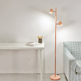 Cylinder Standing Light Macaron Metallic Study Room LED Reading Floor Lamp in White/Pink/Green