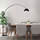 Fishing Rod Standing Floor Light Modern Metal 1 Bulb Black/Yellow Floor Lamp with Dome Shade