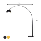 Fishing Rod Standing Floor Light Modern Metal 1 Bulb Black/Yellow Floor Lamp with Dome Shade