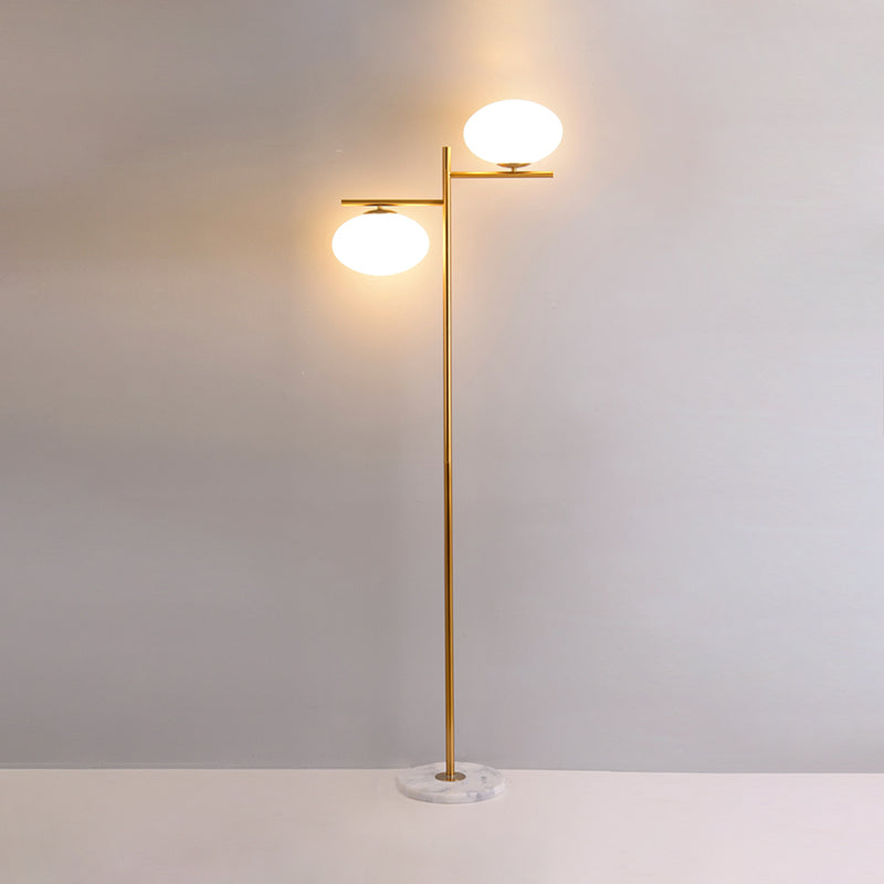 Gold Globe Standing Lighting Nordic 2 Heads Glass Reading Floor Lamp for Bedroom