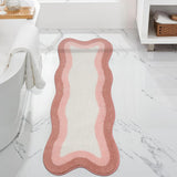 Pink Gradient Bath Mats, Rug for Bathroom, Cute Non-Slip Irregular Shape Carpet for Shower Room