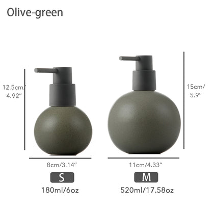 Ceramic Soap Dispenser, Liquid Bathroom Bottle, Simple Globe Design, Refillable Reusable Lotion Pump for Bathroom Kitchen