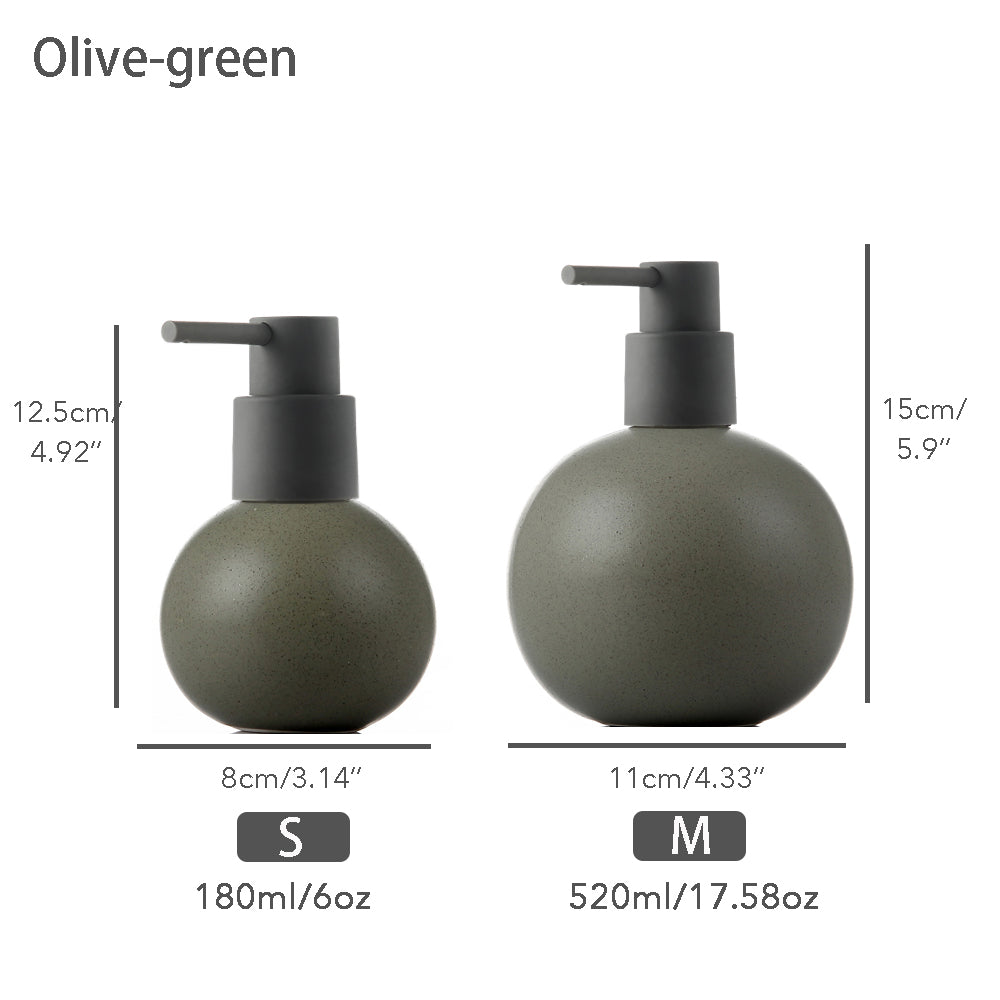 Ceramic Soap Dispenser, Liquid Bathroom Bottle, Simple Globe Design, Refillable Reusable Lotion Pump for Bathroom Kitchen