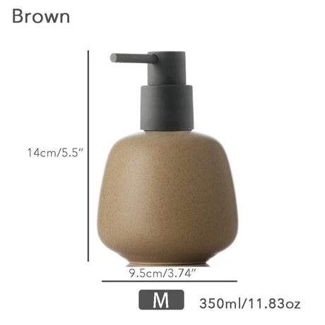 Ceramic Soap Dispenser, Liquid Bathroom Bottle, Simple Design, Refillable Reusable Lotion Pump for Bathroom Kitchen, 350ml/11.83oz