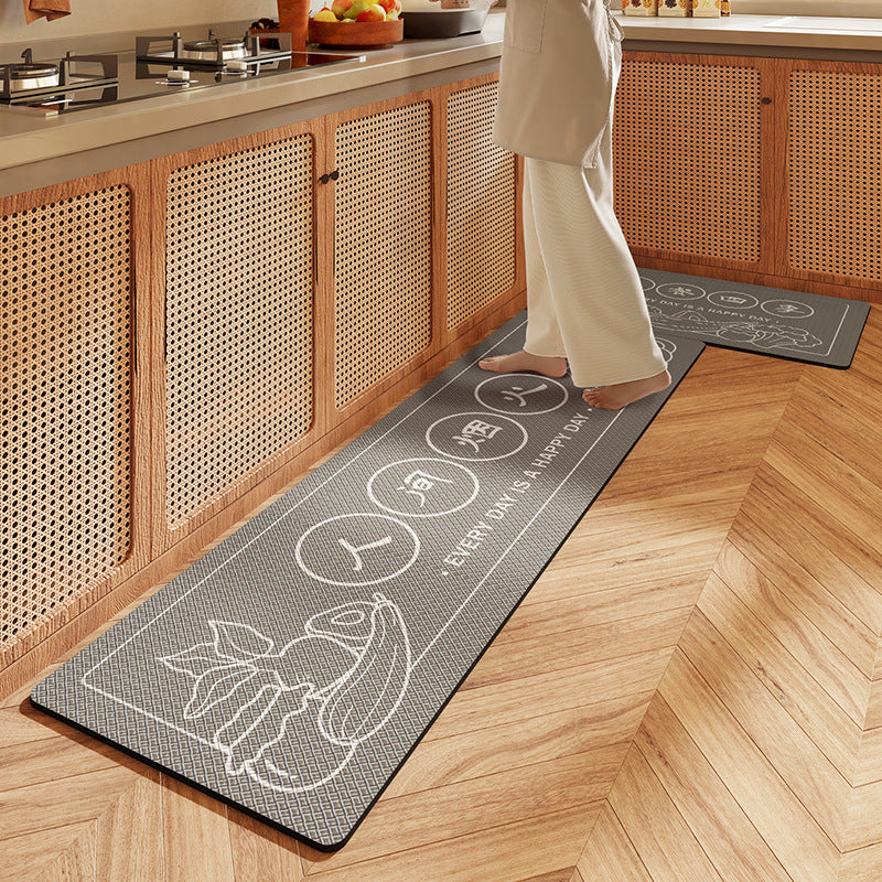 Feblilac Chinese Style Vegetable and Fruit PVC Leather Kitchen Mat