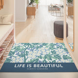 Feblilac Summer Flowers and Plants Leather Door Mat