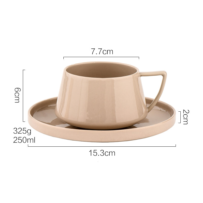 Nordic style simple ceramic coffee cup and saucer high-value afternoon tea cup light luxury Morandi color