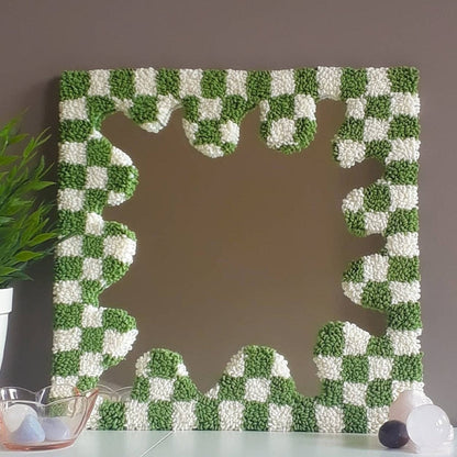 Aesthetic Tufted Checkered Mirror