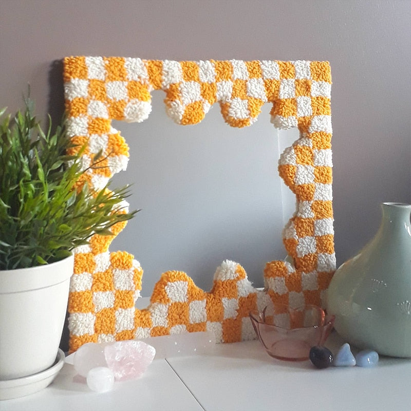 Aesthetic Tufted Checkered Mirror
