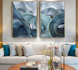 Modern Abstract Blue Gold Foil Canvas Art