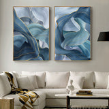 Modern Abstract Blue Gold Foil Canvas Art