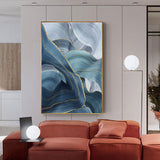 Modern Abstract Blue Gold Foil Canvas Art