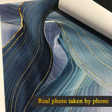 Modern Abstract Blue Gold Foil Canvas Art