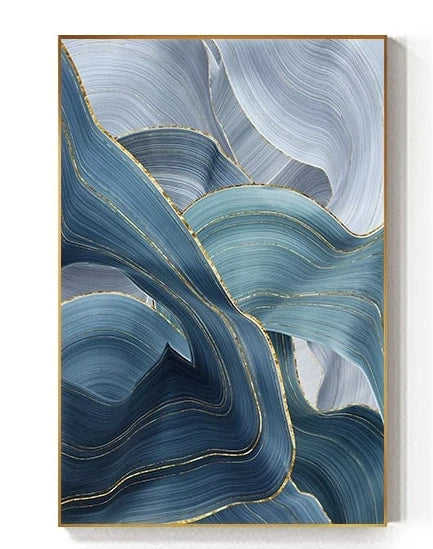 Modern Abstract Blue Gold Foil Canvas Art