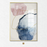 Abstract Blue watercolor Canvas Print Paintings Golden lines Poster Nordic Wall Art Pictures on Canvas Living Room Home Decor