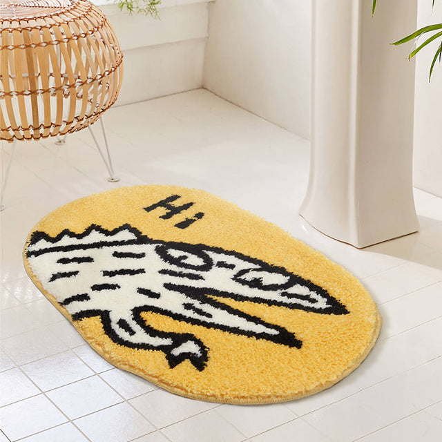 Abstract White Dinosaur Hi Bath Mat