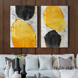 Abstract Yellow And Black Blocks Canvas Painting Fashion Poster Print Strange Thing Wall Art For Living Room Cuadros Home Decor