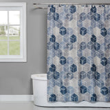 Feblilac Blue and White Abstract Honeycomb Pattern Shower Curtain with Hooks, Geometric Figure Bathroom Curtains with Ring, Unique Bathroom décor, Boho Shower Curtain, Customized Bathroom Curtains, Extra Long Shower Curtain