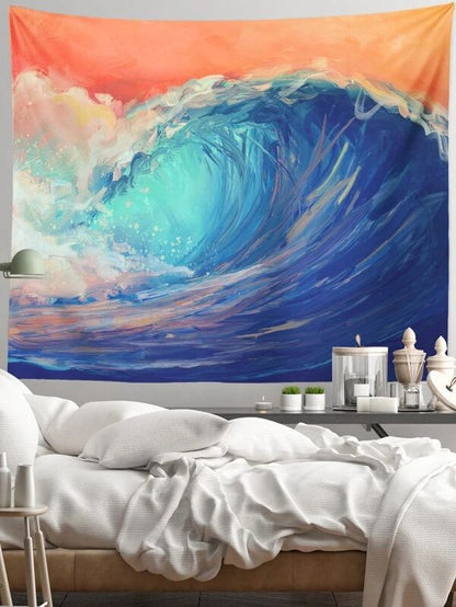 Sea Wave Print Tapestry