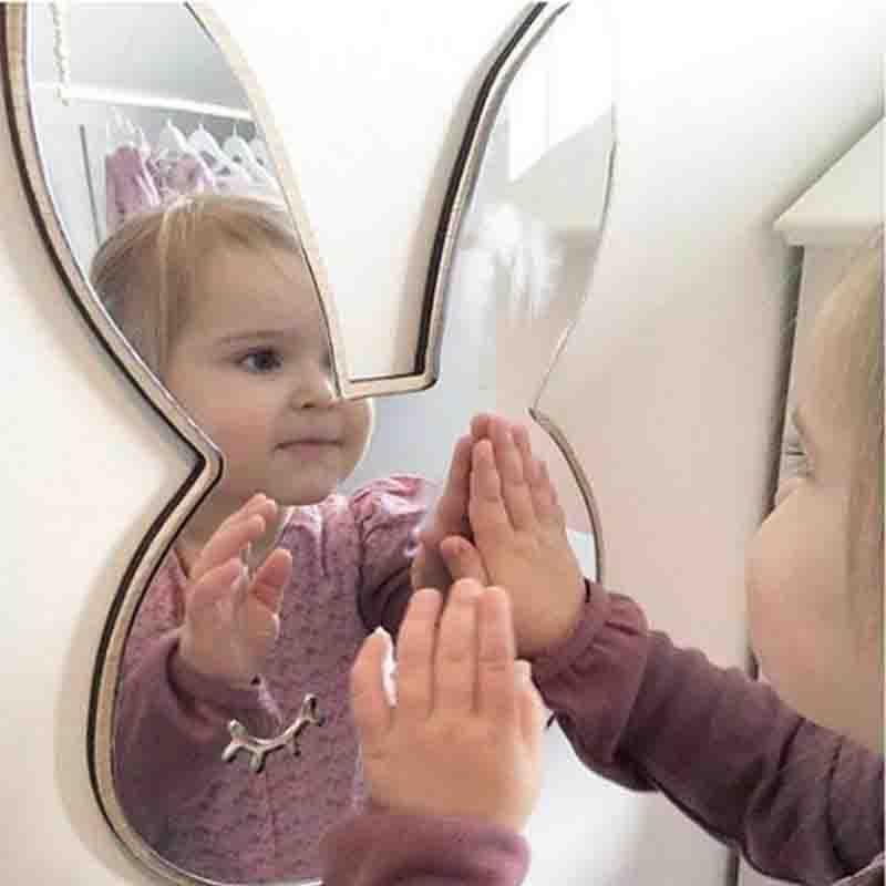 Children Decorative Mirror Baby Room Rabbit Bowknot Wall Frame Creative Home Art Decoration