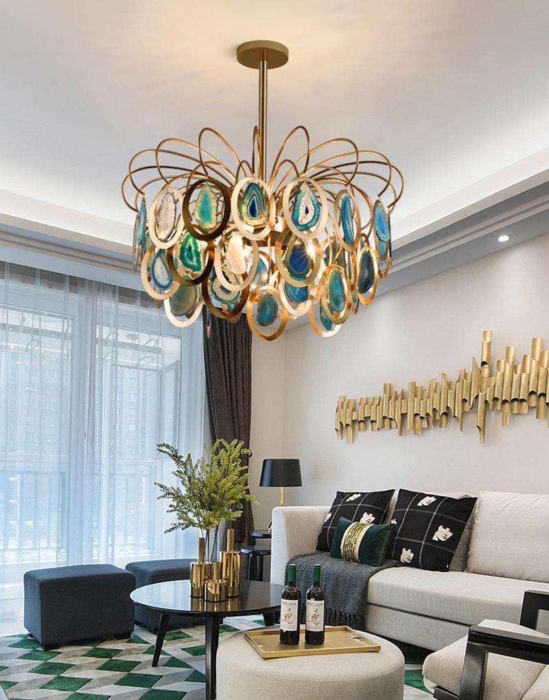 Luxury Pendant Slice Agate Chandelier