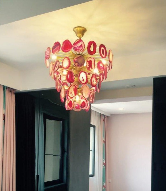 Slice Agate Tower Chandelier