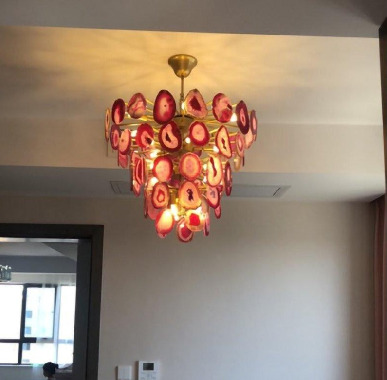 Slice Agate Tower Chandelier
