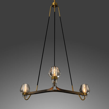 Antique Brass Glass Chandelier