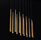 Brass Cone Pipe Long Chandeliers