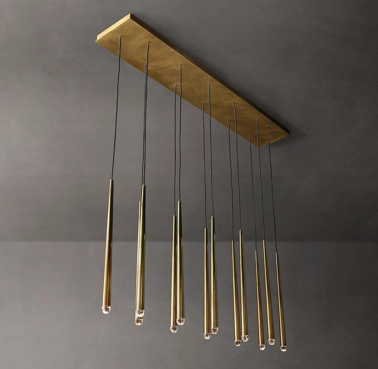 Brass Cone Pipe Long Chandeliers