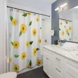 Yellow Daisy Flower Shower Curtain, Sun Flower Floral Waterproof Curtain Decor, Unique Bathroom décor, Boho Shower Curtain, Customized Bathroom Curtains, Extra Long Shower Curtain