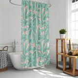 Green Leaves and Pink ground Shower Curtain, Floral Waterproof Curtain Decor, Unique Bathroom décor, Boho Shower Curtain, Customized Bathroom Curtains, Extra Long Shower Curtain