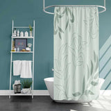 Green Leaves Line Art Shower Curtain, Floral Waterproof Curtain Decor, Unique Bathroom décor, Boho Shower Curtain, Customized Bathroom Curtains, Extra Long Shower Curtain