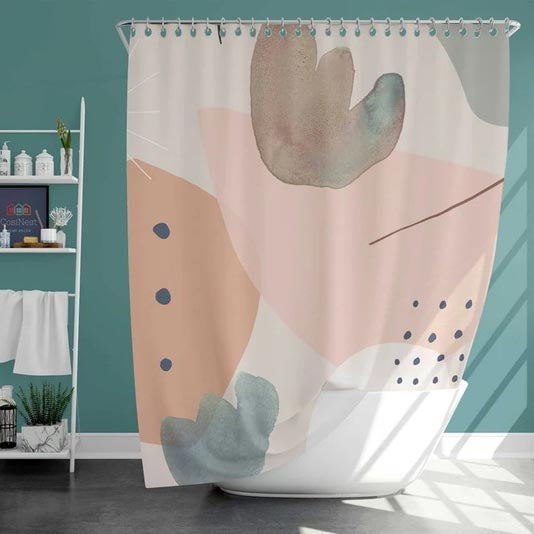 Art Abstract Geometry Blocks Shower Curtain, Waterproof Curtain Decor, Unique Bathroom décor, Boho Shower Curtain, Customized Bathroom Curtains, Extra Long Shower Curtain