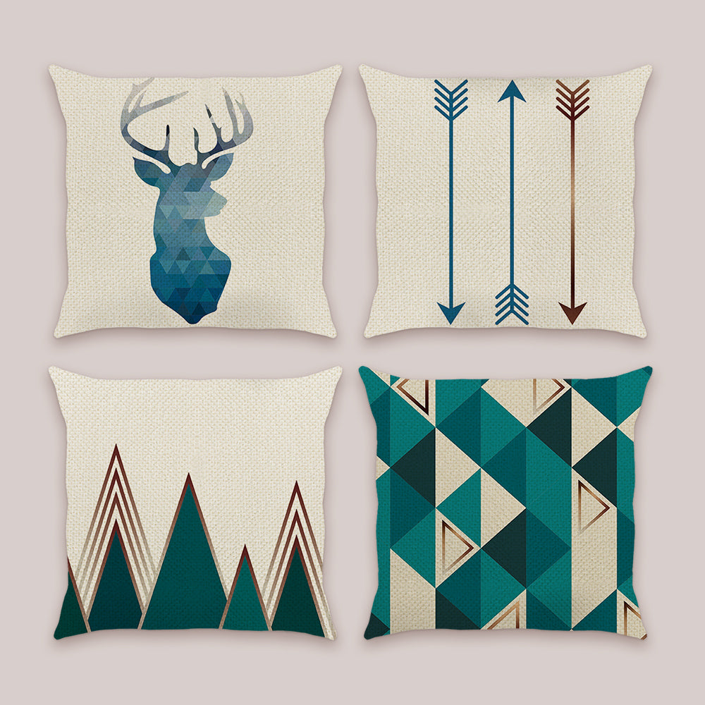 Geometric Triangle Deer Throw Pillow Covers