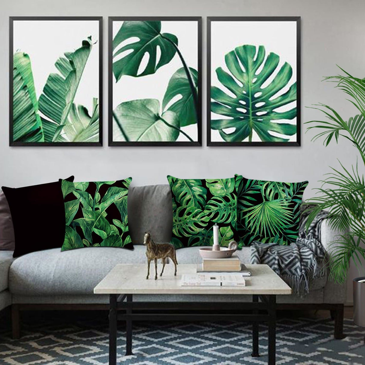 Tropical Leaves Throw Pillow Covers