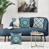 Blue Modern Geometric Throw Pillow Covers