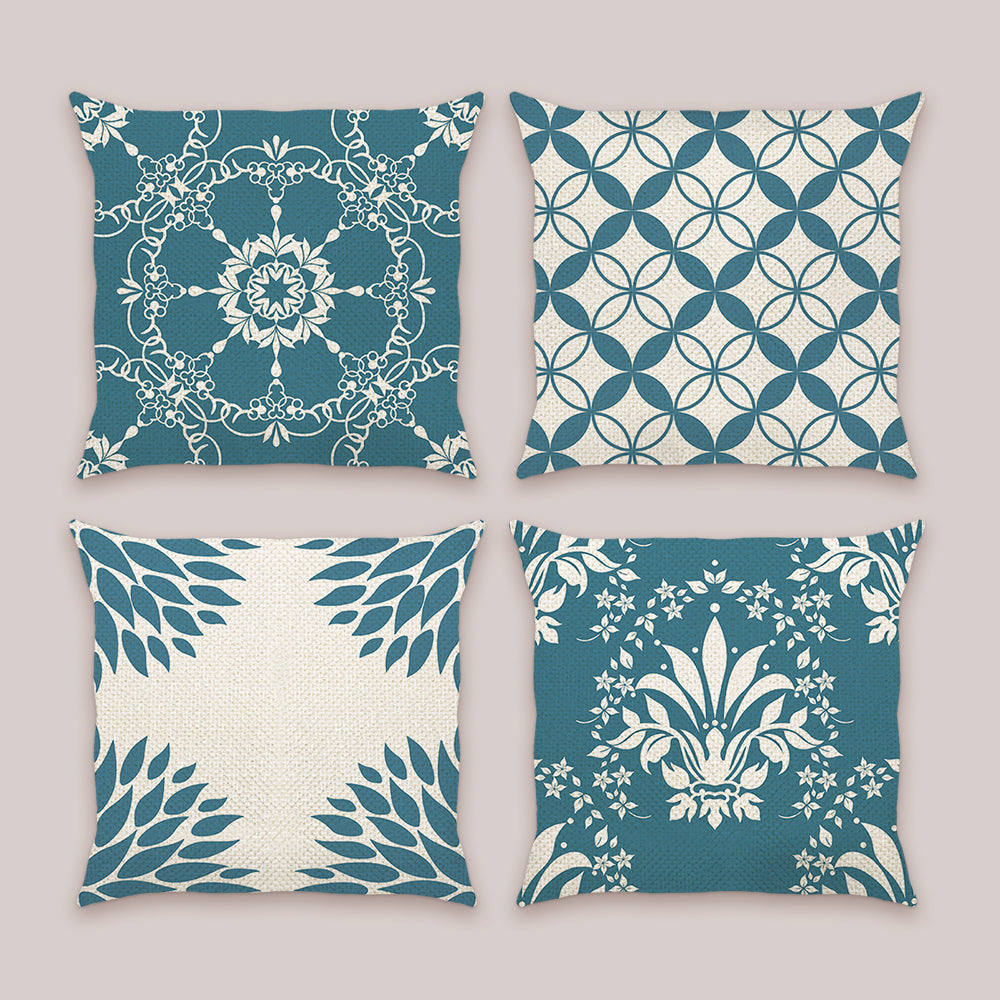 Blue Modern Geometric Throw Pillow Covers