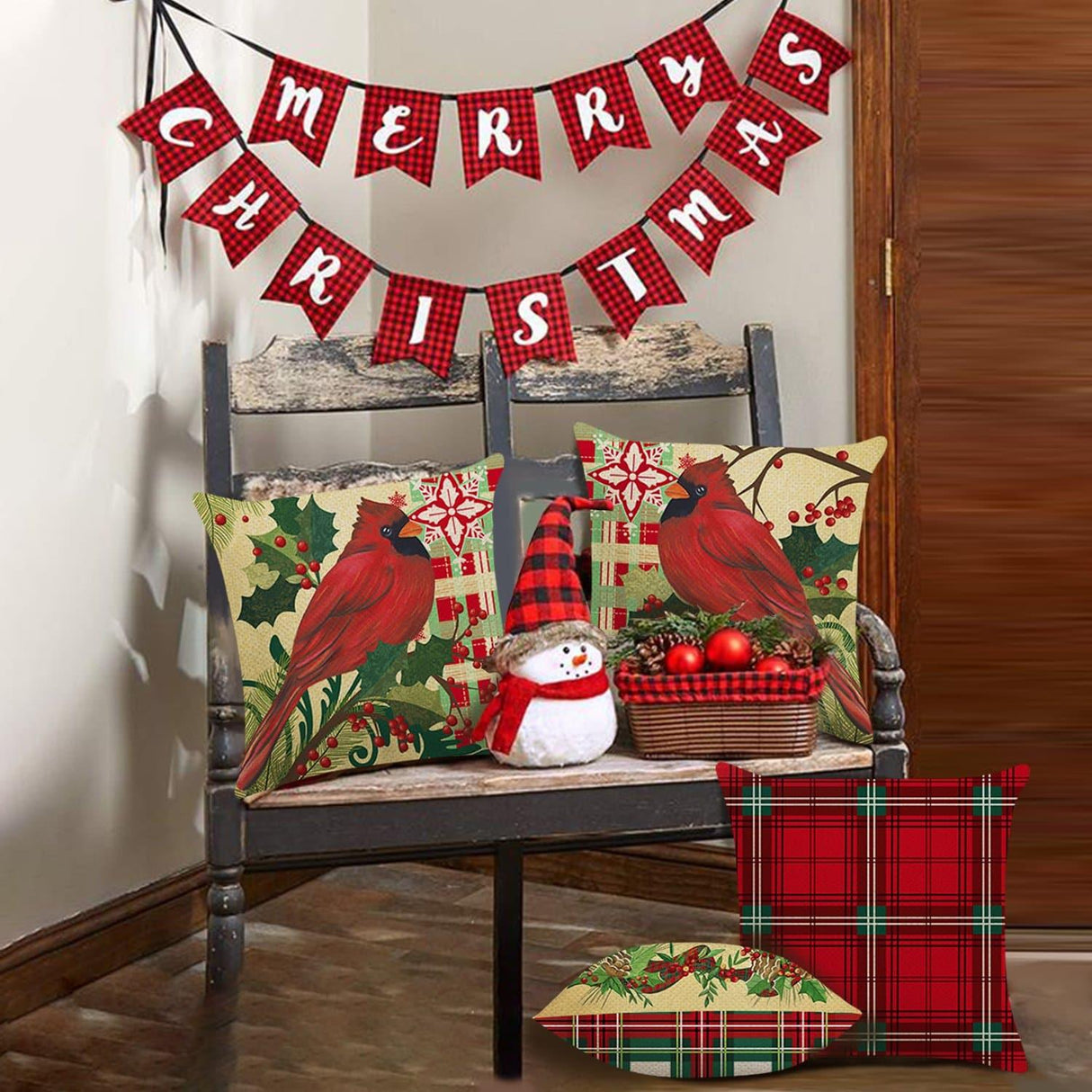 Christmas Cardinal Throw Pillow Covers