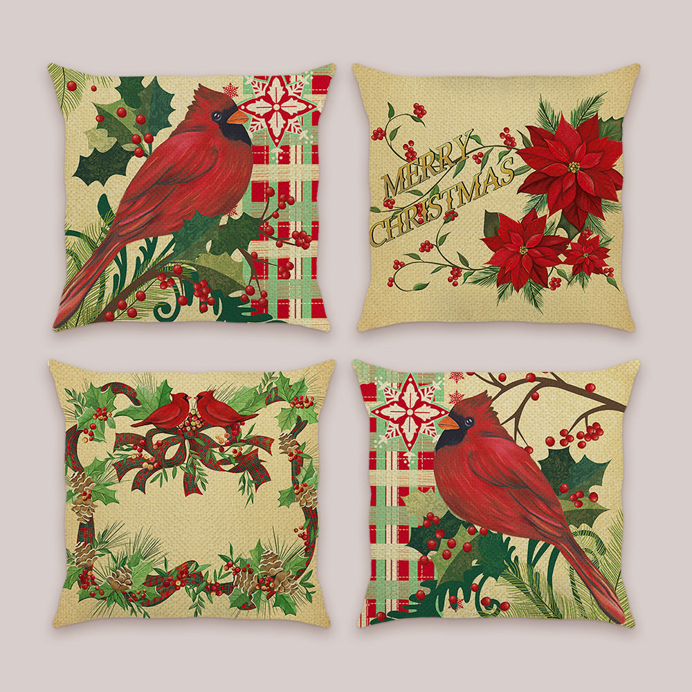 Christmas Cardinal Throw Pillow Covers