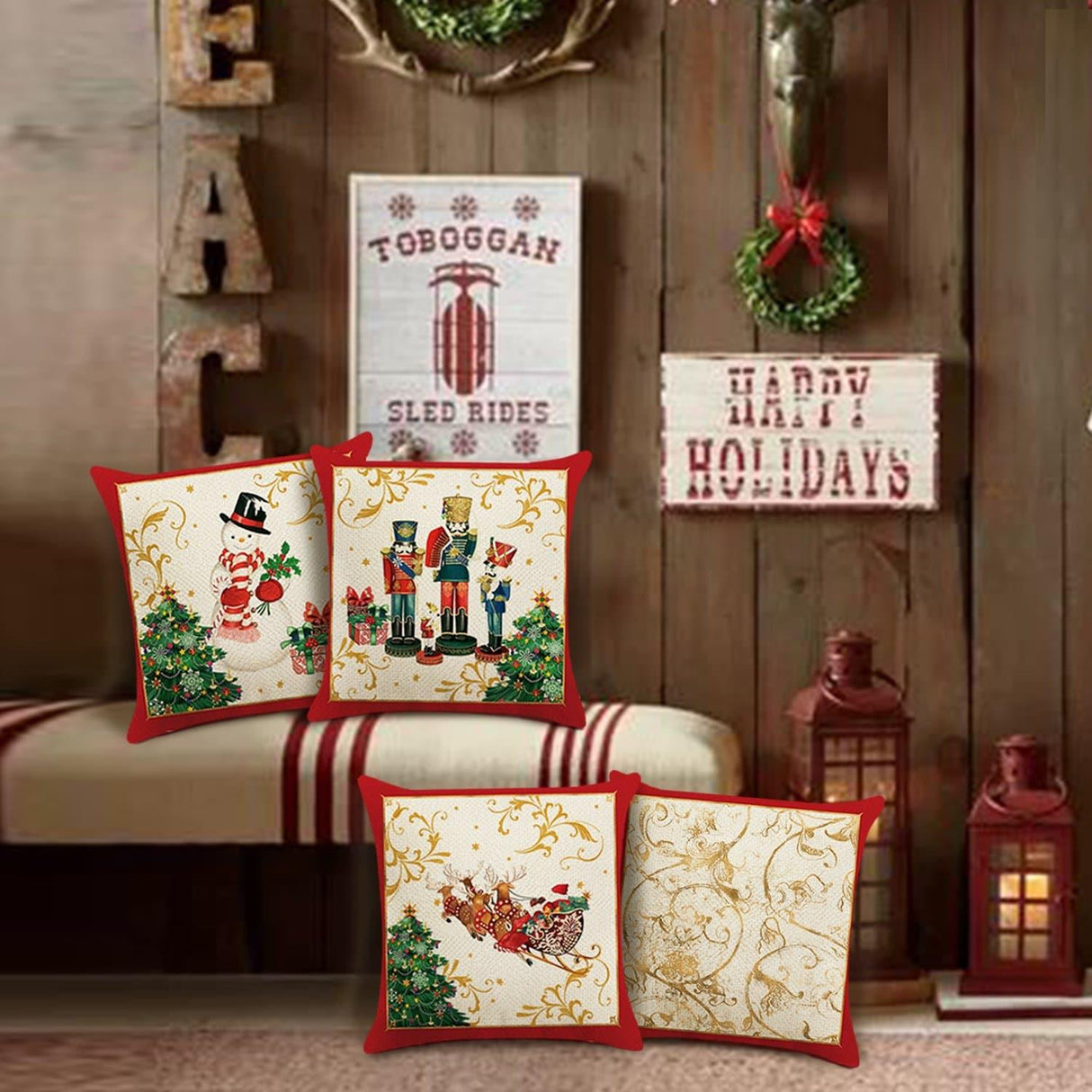 Christmas Reindeer Throw Pillow Covers